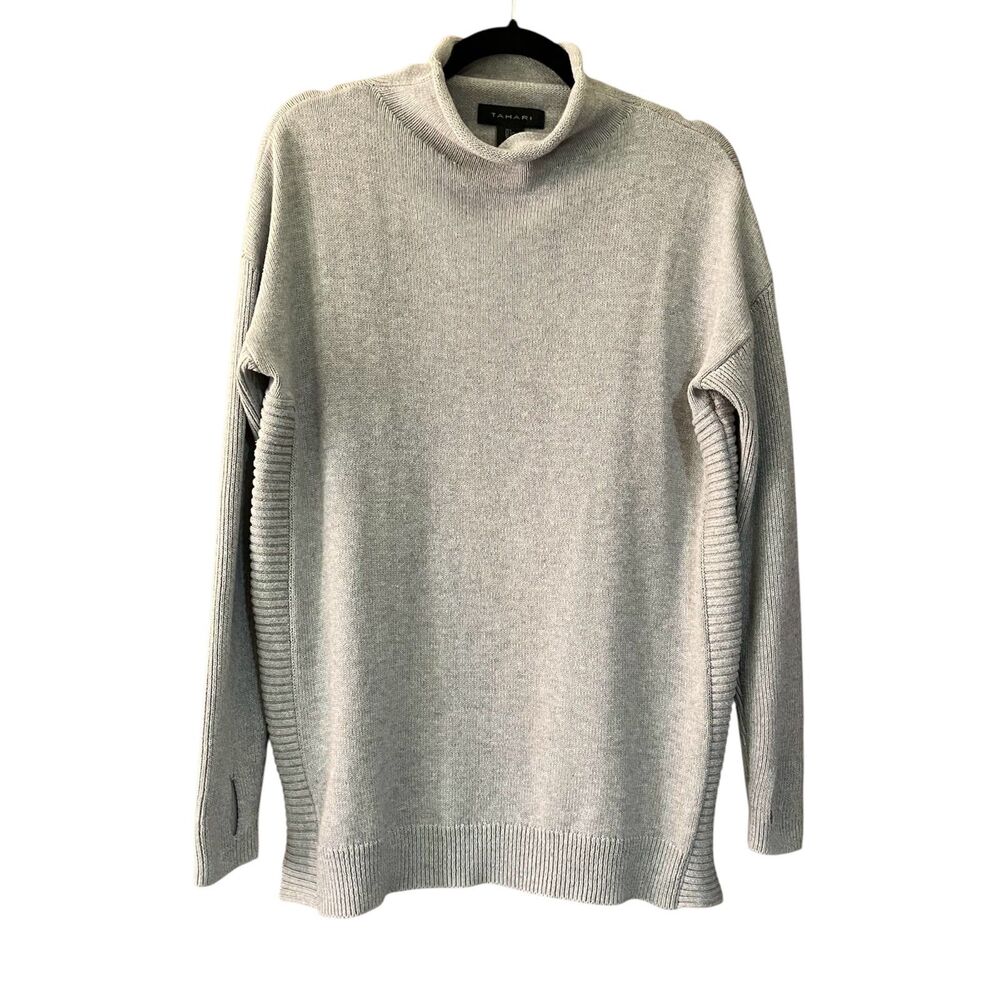 Tahari roll hem turtleneck long sleeve tunic sweater